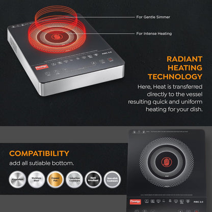 Prestige PIRC 2.0 2000 Watts Infrared Dual Heating Zone Cooktop - 5