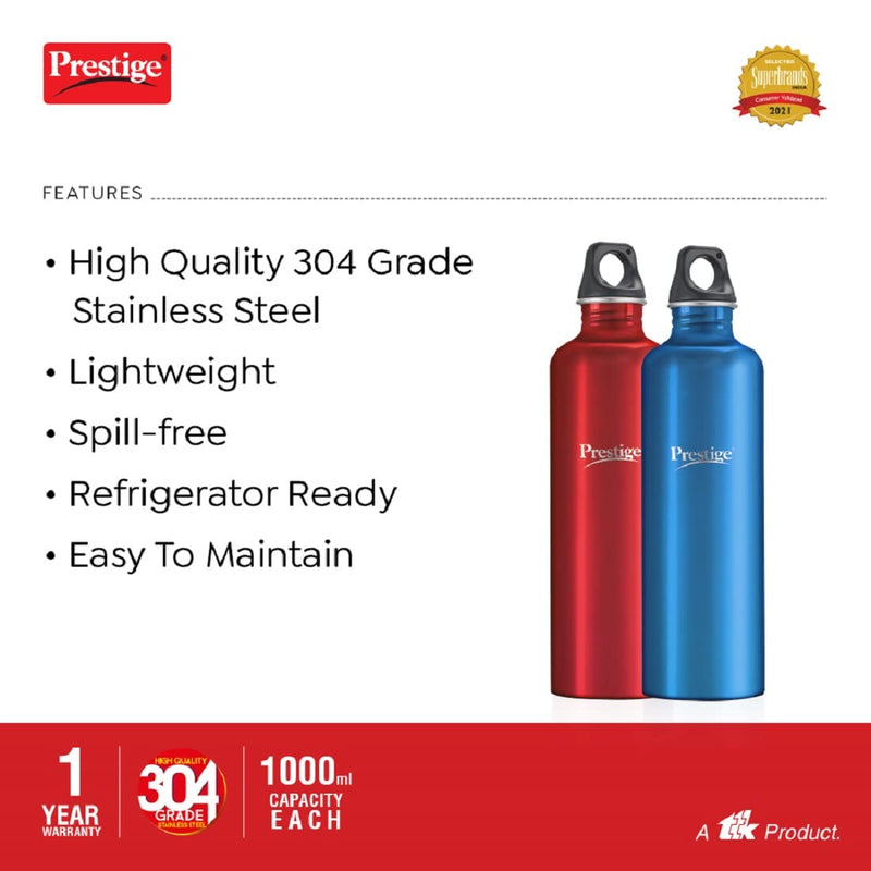 Prestige Colored Stainless Steel 1000 ML Water Bottle PSWBC 14 -5