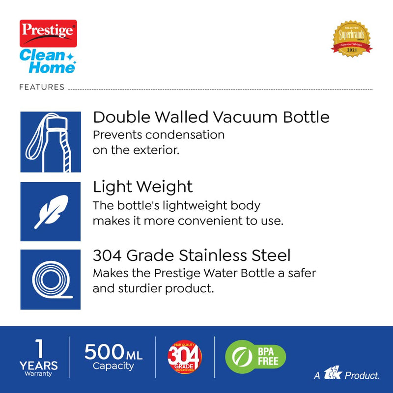 Prestige Stainless Steel PDWBC 01 500 ML Water Bottle - 4