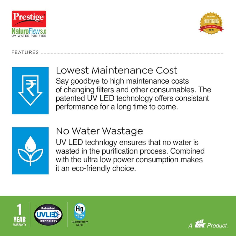 Prestige CleanHome NaturoFlow 3.0 UV Water Purifier - 5