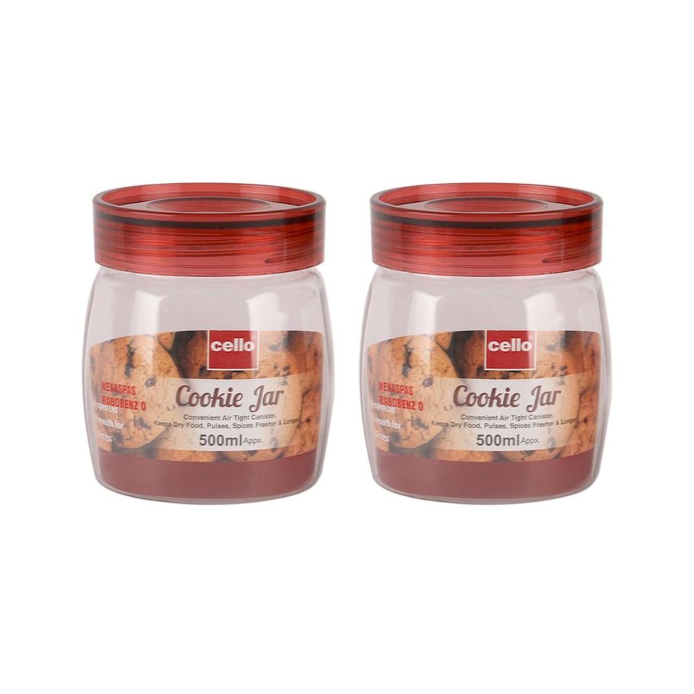 Cello Cookie 500 ML Plastic Storage Jar with Red Lid - 2