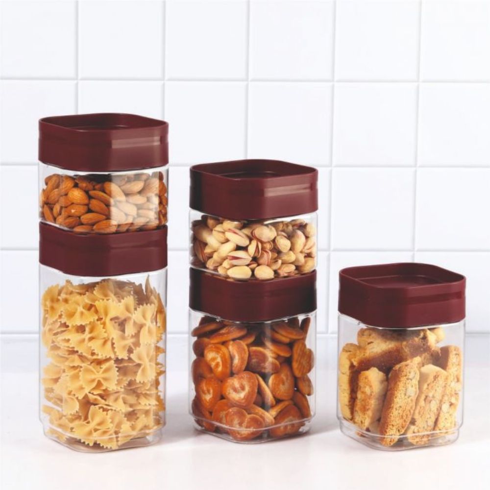 Cello Modustack Square Plastic Canister Set of Pcs