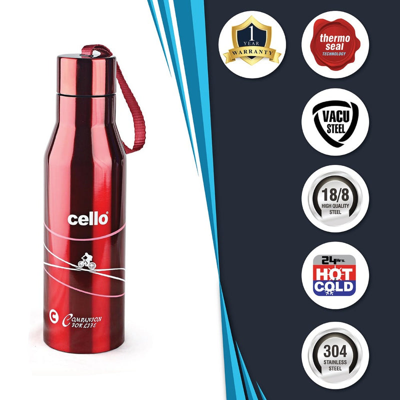 Cello Refresh Stainless Steel 900 ML Vacusteel Water Bottle - 10