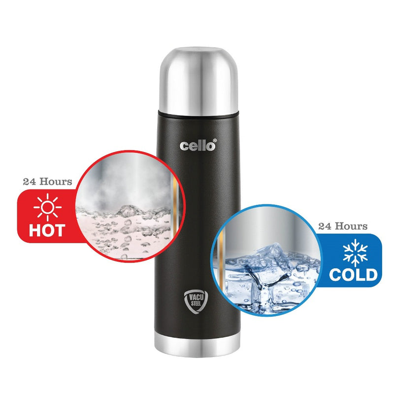 Cello Duro Flip Tuff Steel Water Bottle with Durable DTP Coating - 12