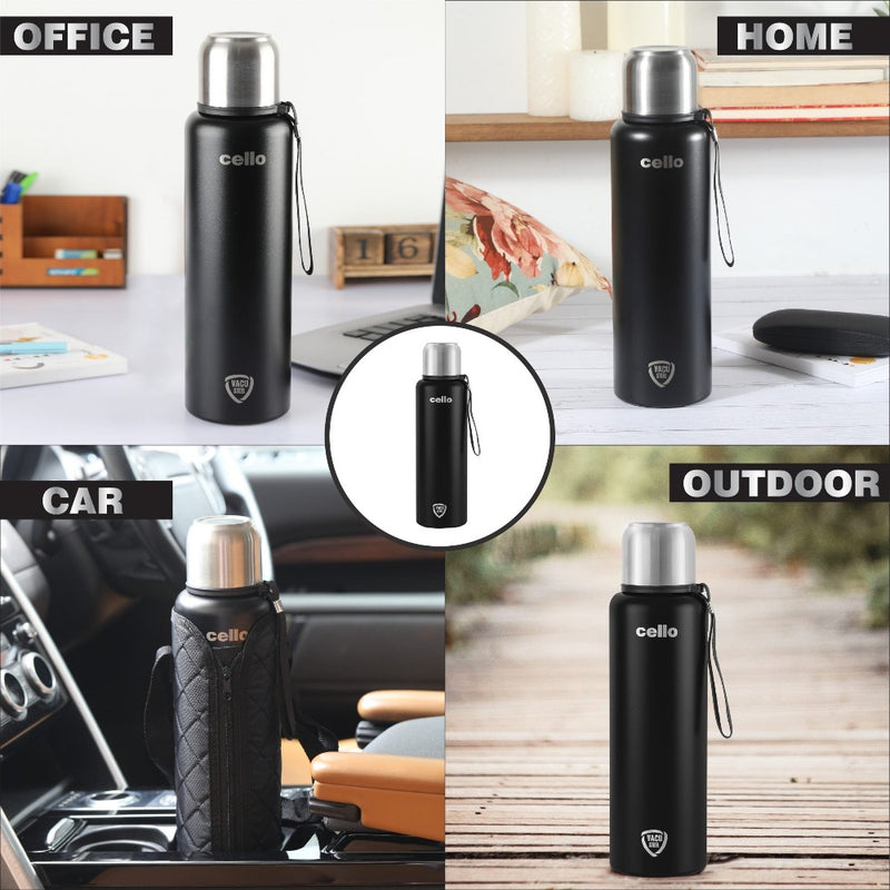Cello Duro Flip 1500 ML Double Walled Tuff Steel Vacusteel Water Flask with Durable DTP Coating and Thermal Jacket - 8