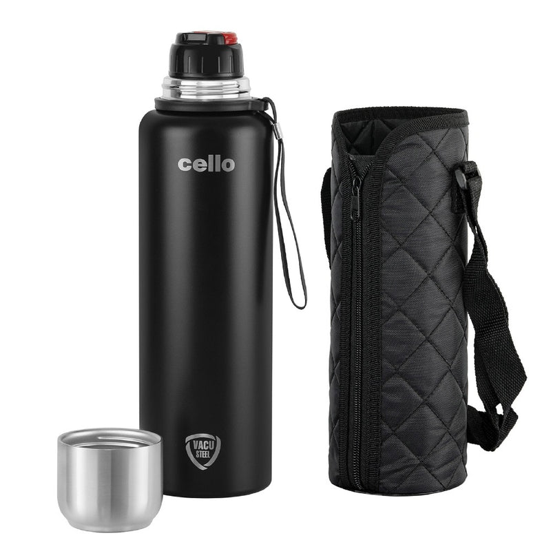 Cello Duro Flip 1500 ML Double Walled Tuff Steel Vacusteel Water Flask with Durable DTP Coating and Thermal Jacket - 2