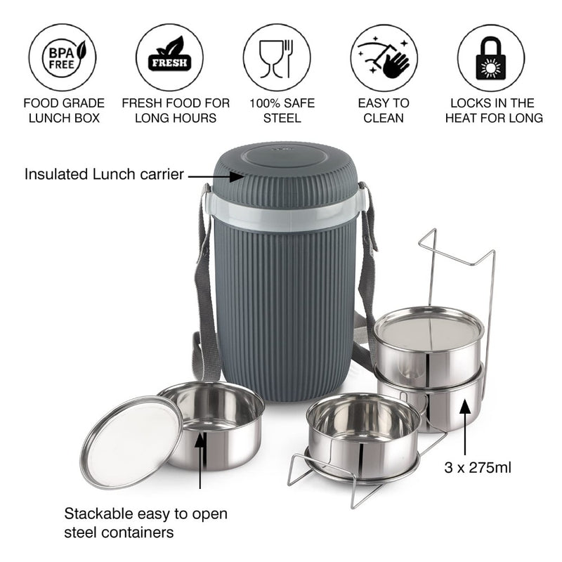 Cello Wow Insulated Lunch Box with Stainless Steel Container | 3 Or 4 Container | Office and School Tiffin from RasoiShop