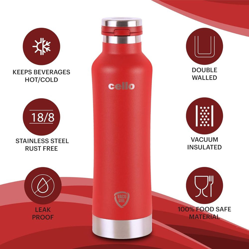 Cello Duro One Touch Vacusteel Stainless Steel Water Bottle - 9