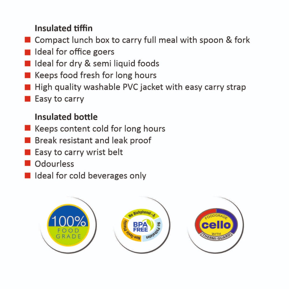 Cello Zion Gift Set – Insulated Tiffin Box with Bottle - 5