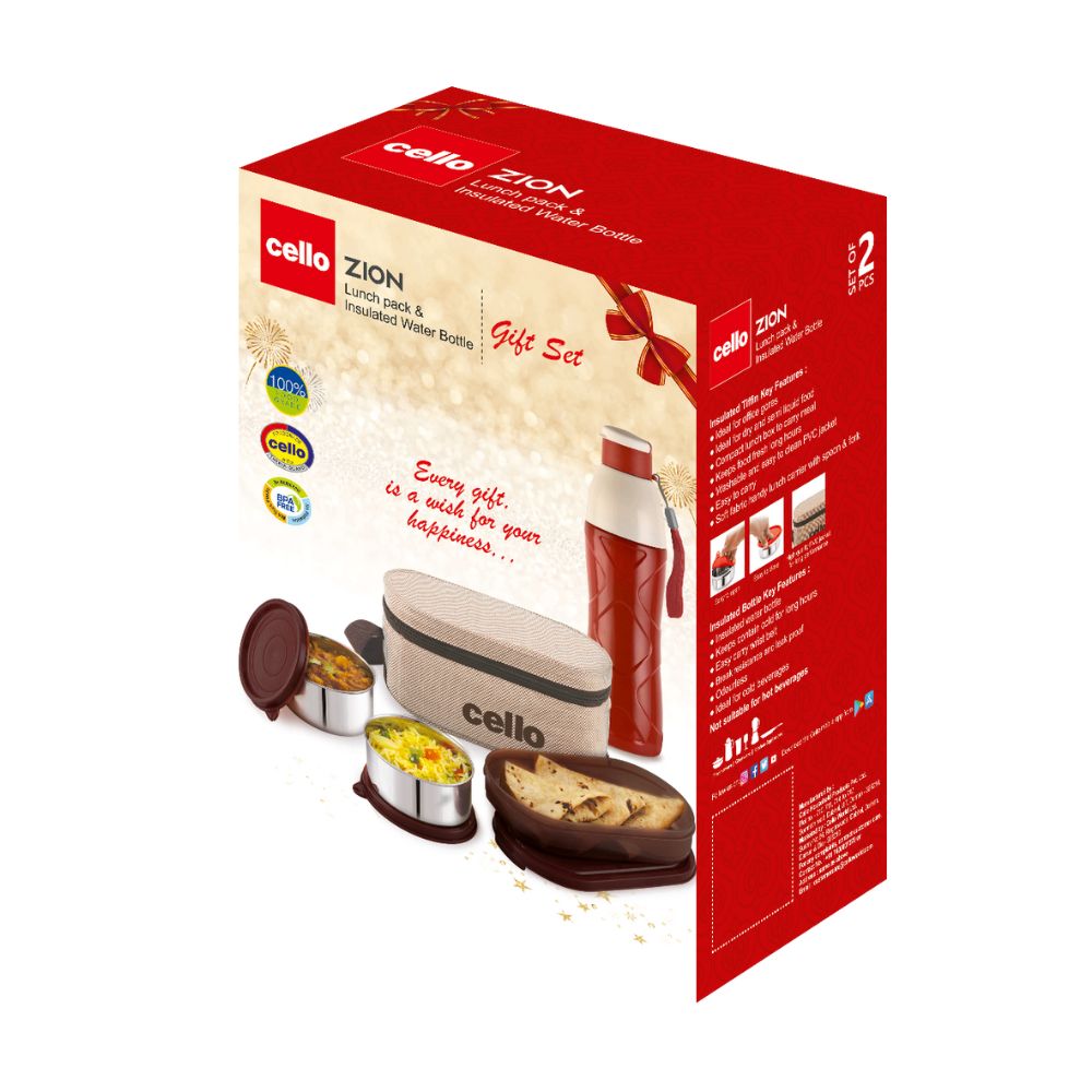 Cello Zion Gift Set – Insulated Tiffin Box with Bottle - 4