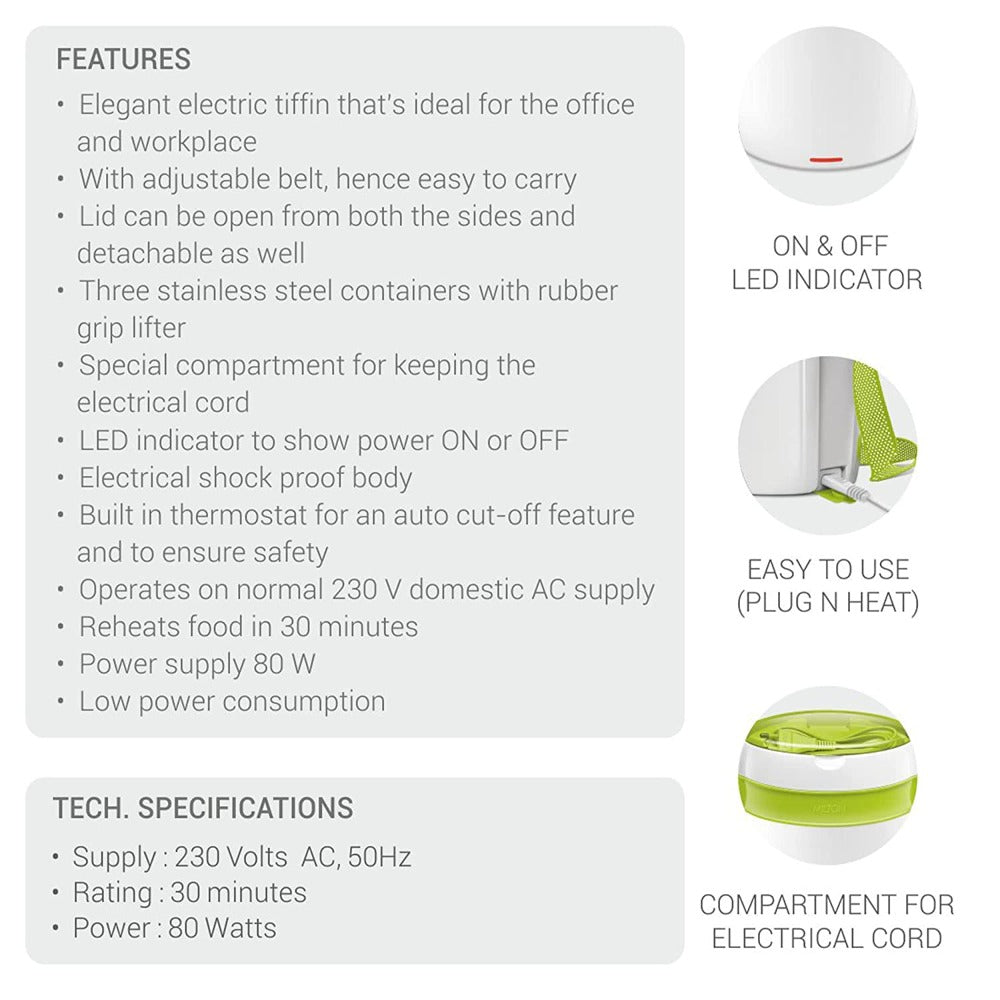 Milton Futron Insulated Stainless Steel Electric Tiffin Box - 17