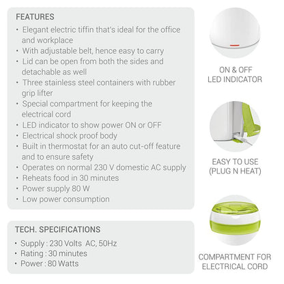 Milton Futron Insulated Stainless Steel Electric Tiffin Box - 17