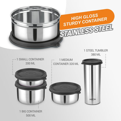 Milton Tasty 3 Stainless Steel Combo Lunch box - 8