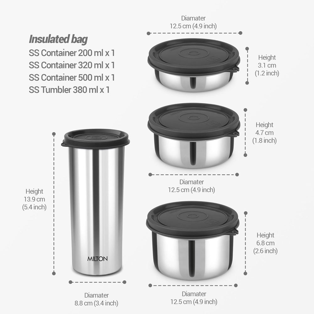 Milton Tasty 3 Stainless Steel Combo Lunch box - 9