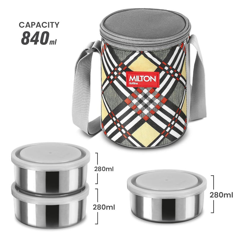 Milton Steel Treat 3 Container Tiffin with Jacket - 12