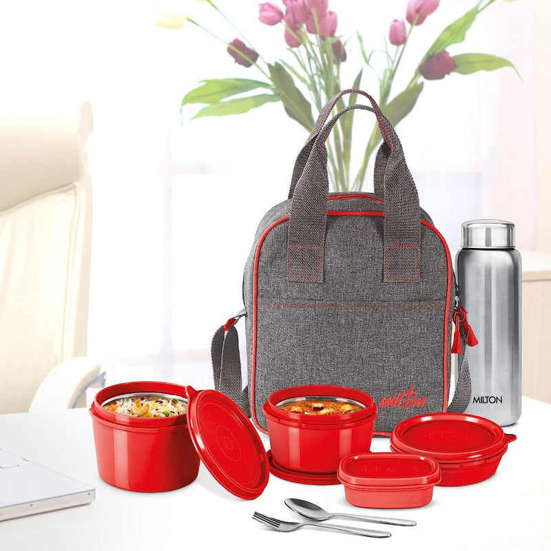 Milton Savor Lunch Tiffin with 4 Container + 1 Aqua 750 ML Bottle + 1