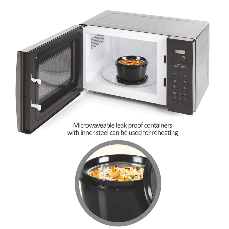 Milton Micro Meal Steel Softline Tiffin with Jacket | 3 Microwave Safe Inner Steel Containers