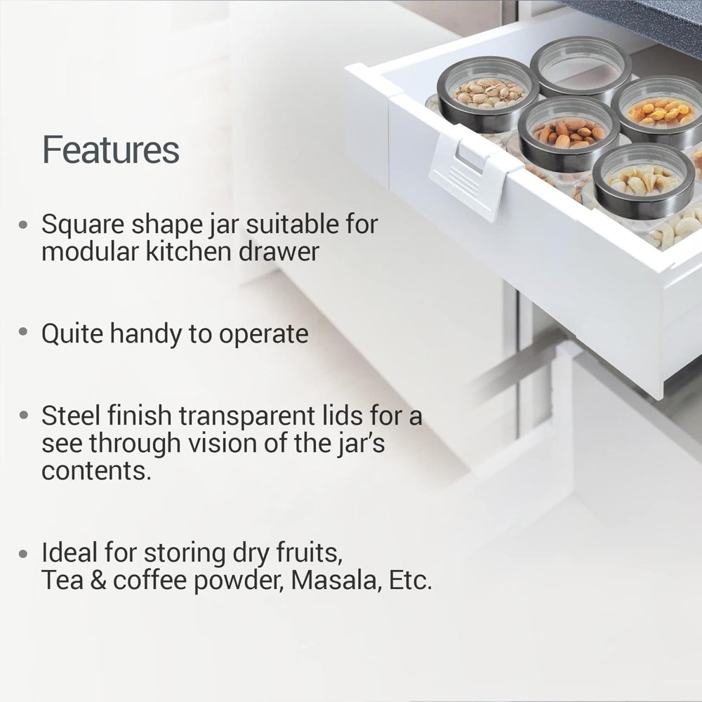 Treo Cube 310 ML Storage Glass Jar - 6