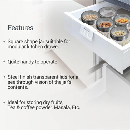 Treo Cube 310 ML Storage Glass Jar - 6