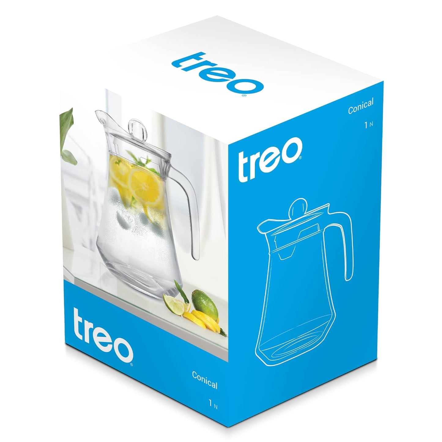 Treo Conical Fresh 1300 ML Glass Jug | Transparent | 1 Pc