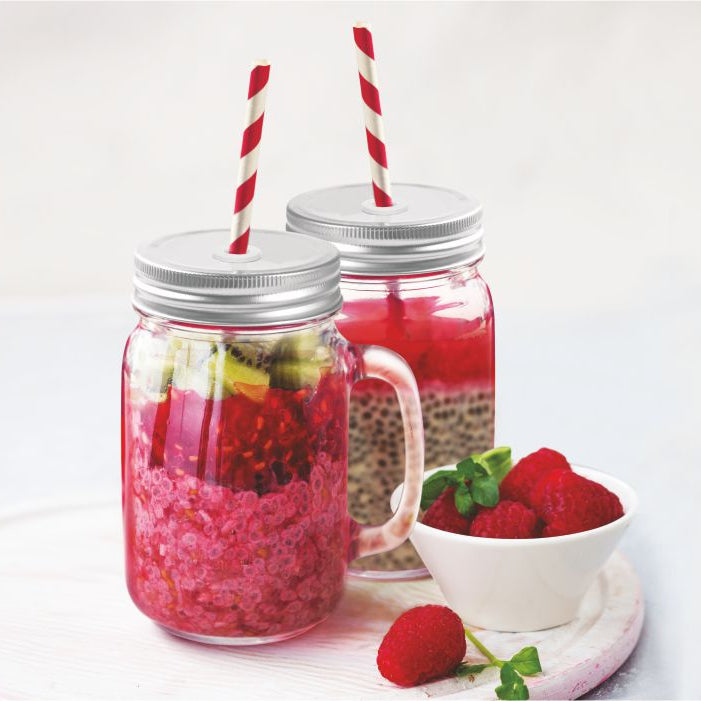 Treo Trinity Mason Jar 470 ML with Straw - 1