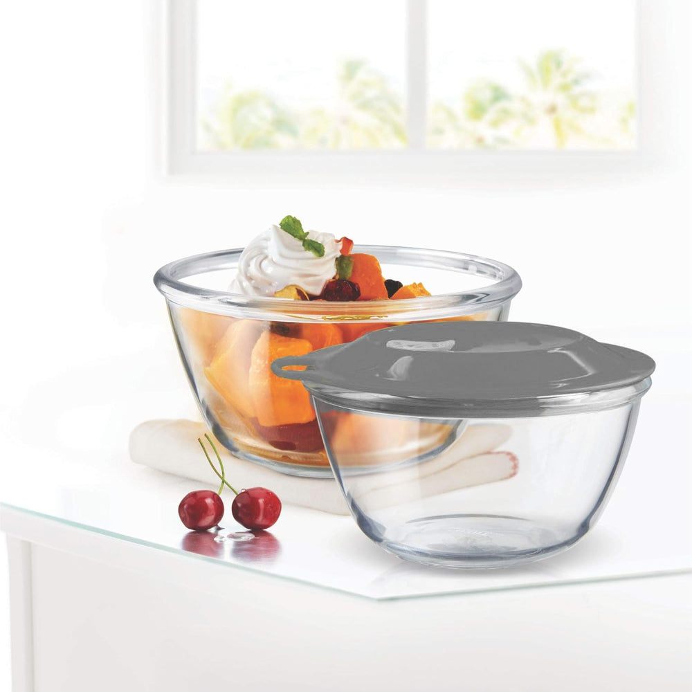 Treo Toughened Glass 1500 ML Mixing Bowl with Eazy Lid - 2