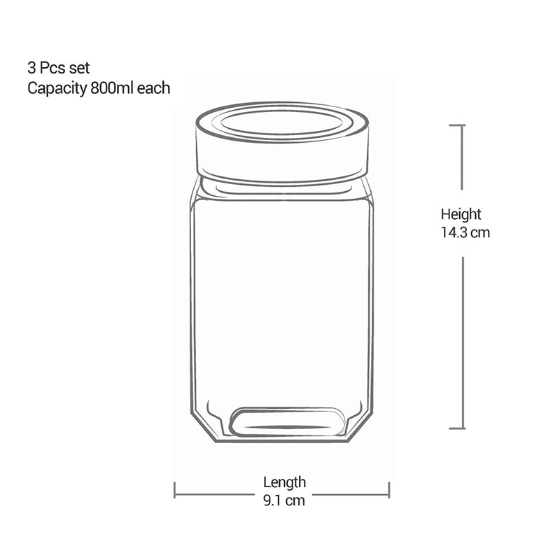 Treo Woody Cube Jar 800 ML Storage Glass Jar - 4