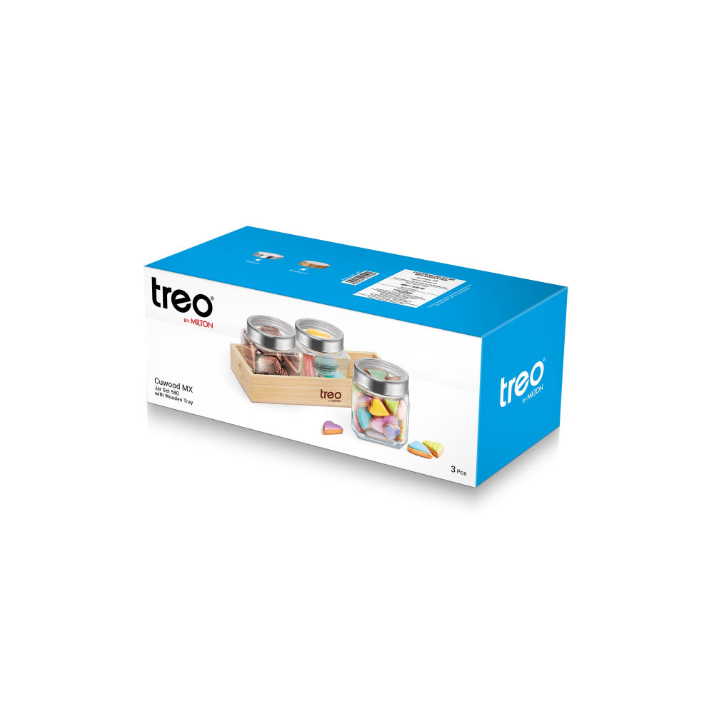 Treo Cuwood Storage Jar with Wooden Tray | Set of 3 Pcs – Rasoi Shop