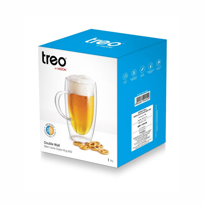 Treo Double Wall 450 ML Beer/Juice Glass Mug - 3