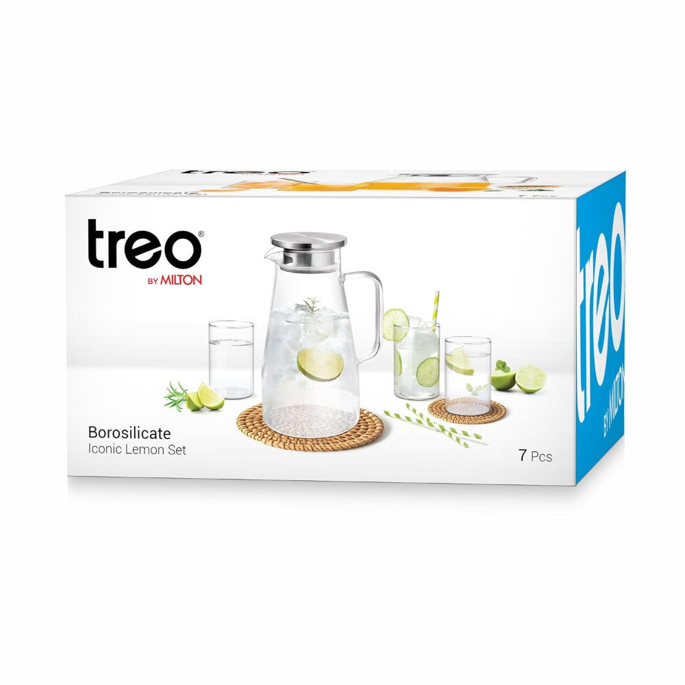 Treo Borosilicate Iconic Lemon Set - Jug with 6 Glasses - 8