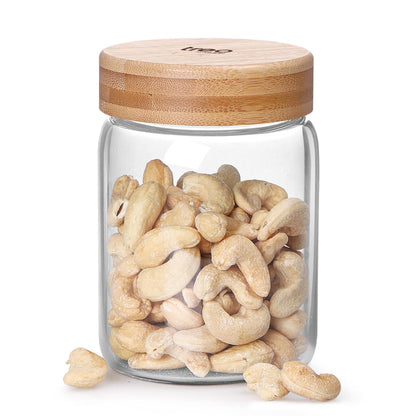 Treo Borosilicate Round Storage Glass Jar with Wooden Lid - 4