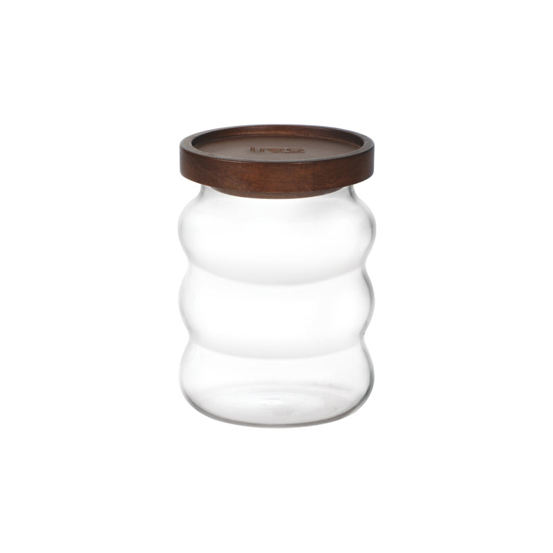 Treo Borosilicate Belly 500 ML Storage Glass Jar with Wooden Lid - 3