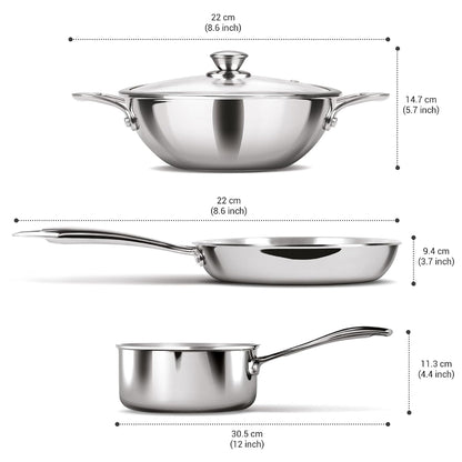 Milton Pro Cook Triply Stainless Steel Cookware Set - 3