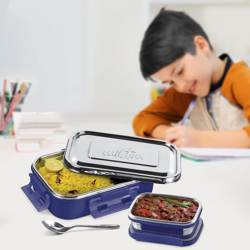 Milton Steel Flat Insulated Inner Stainless Steel Tiffin Box with Inner Container - 8