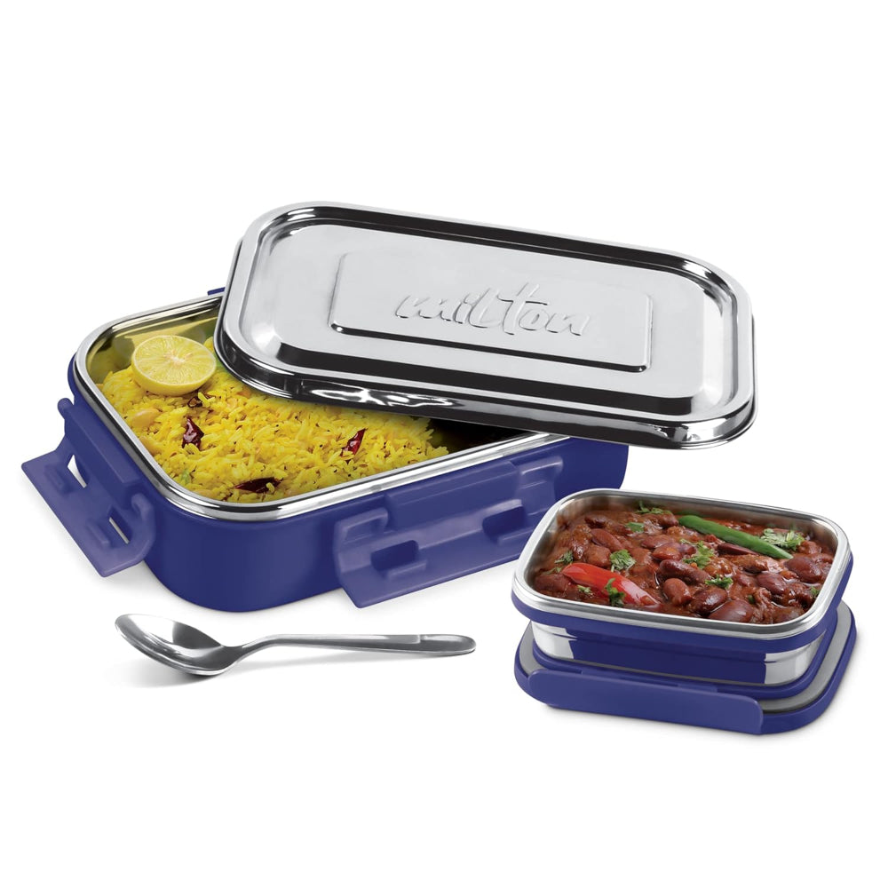 Milton Steel Flat Insulated Inner Stainless Steel Tiffin Box with Inner Container - 5