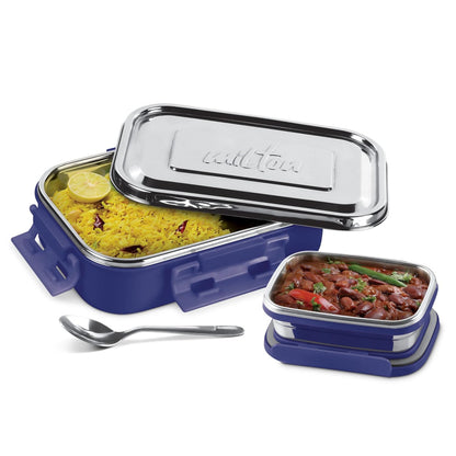 Milton Steel Flat Insulated Inner Stainless Steel Tiffin Box with Inner Container - 5