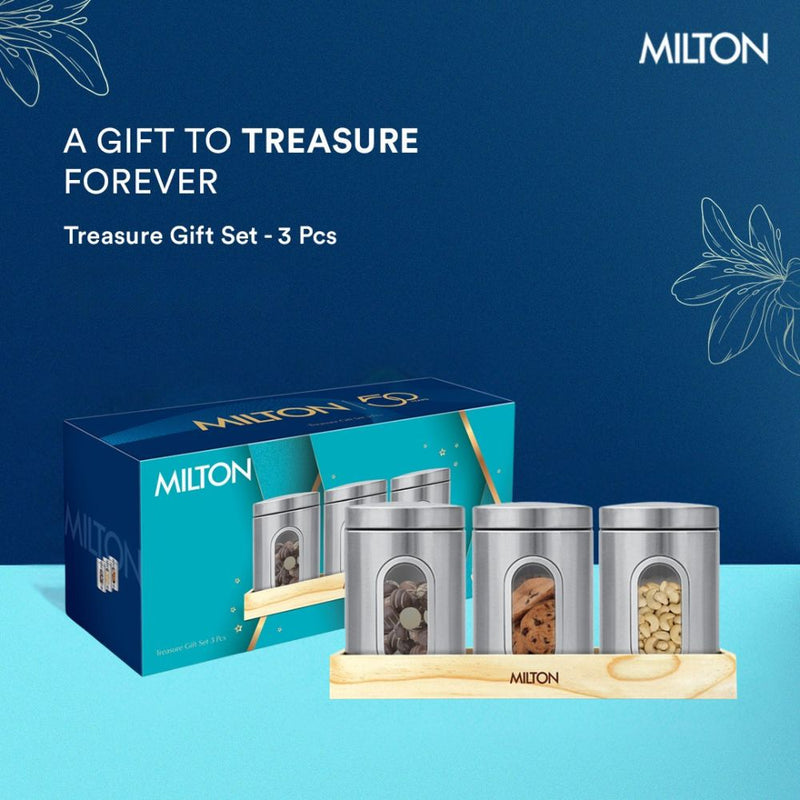 Milton Treasure Gift Set - Steel Clear Jar Set with Tray - 10