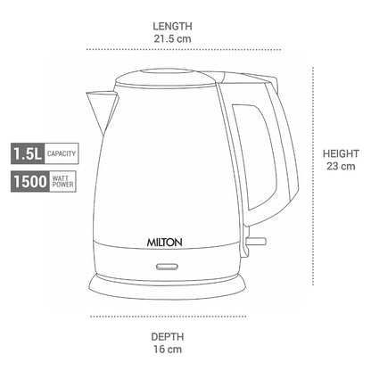 Milton Euroline Riga Electric 1.5 Litre 1500 Watts Stainless Steel Electric Kettle - 6