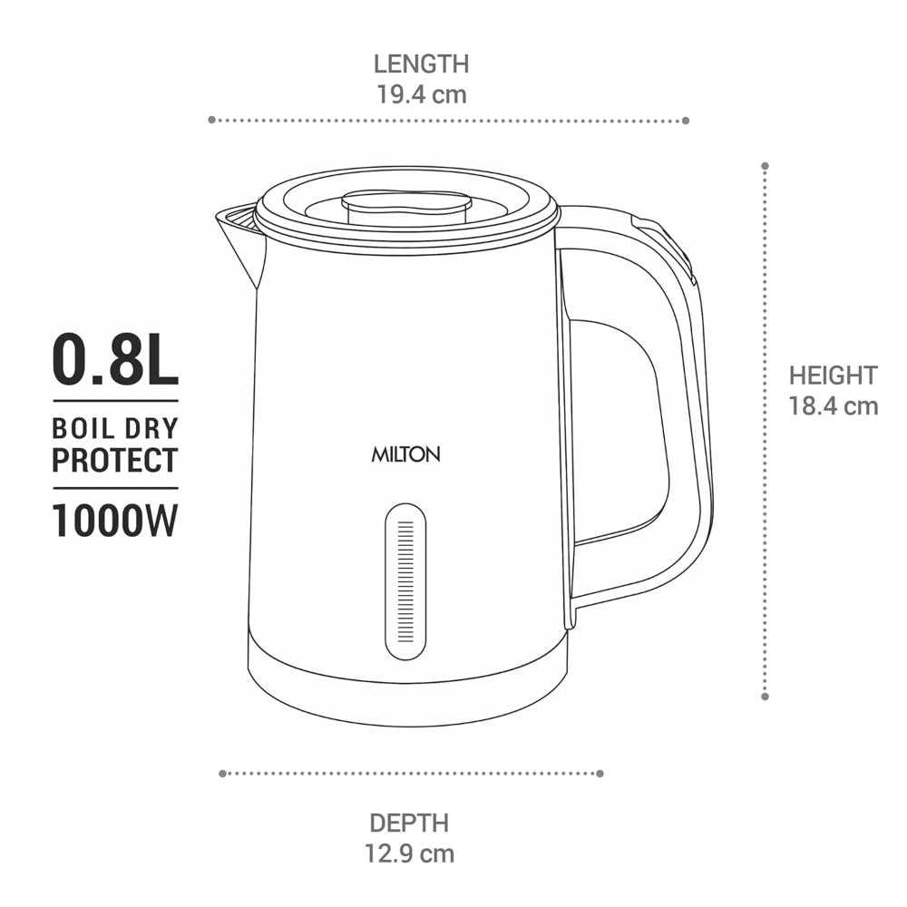 Milton Stainless Steel Companion 800 ML Electric Kettle - 7
