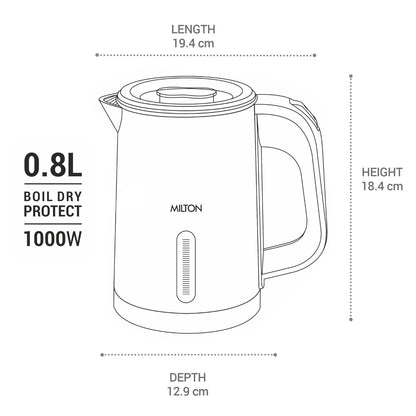 Milton Stainless Steel Companion 800 ML Electric Kettle - 7