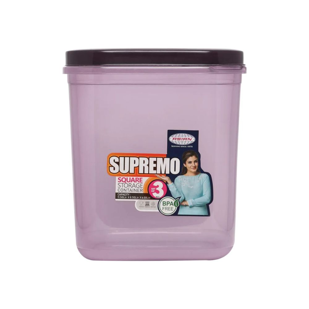 Asian Supremo Square Plastic Storage Container | Stackable | Multipurp