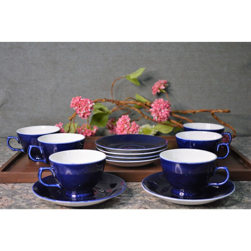 Oasis Blue Glazed Ceramic Cup Saucer Set - 2