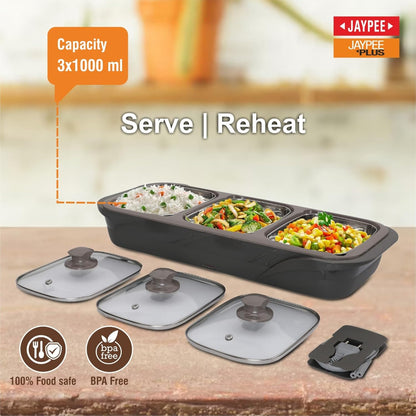 Jaypee Plus E-3 Electric Casserole Set with Toughened Glass Lid - 7