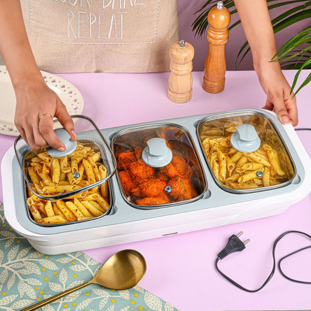 Jaypee Plus E-3 Electric Casserole Set with Toughened Glass Lid - 1