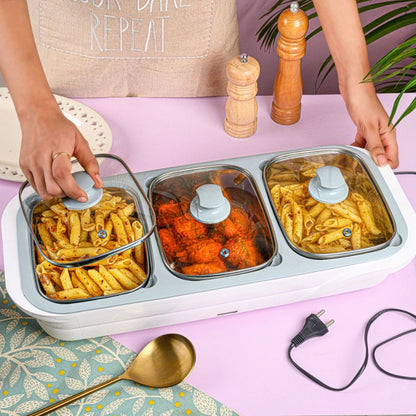 Jaypee Plus E-3 Electric Casserole Set with Toughened Glass Lid - 1