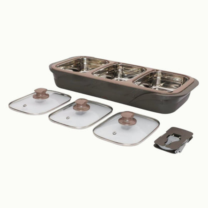 Jaypee Plus E-3 Electric Casserole Set with Toughened Glass Lid - 9