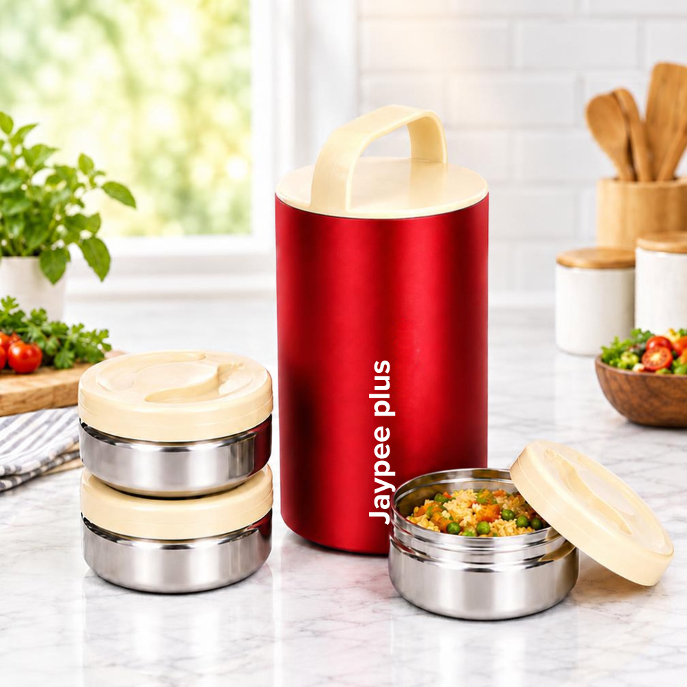 Jaypee Plus SlimSteel Stainless Steel Insulated Tiffin with 3 Containers - 1