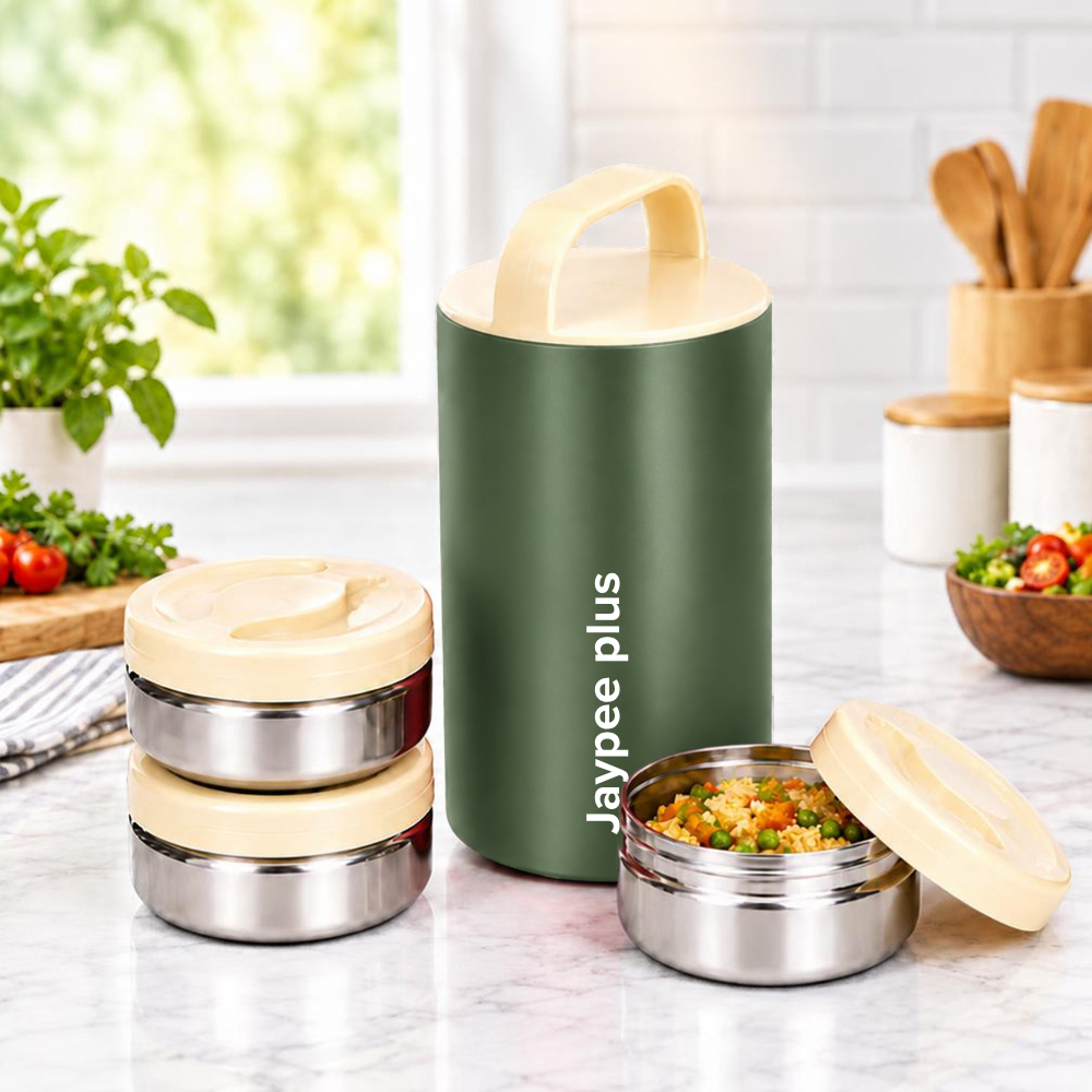 Jaypee Plus SlimSteel Stainless Steel Insulated Tiffin with 3 Containers - 3