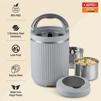 Jaypee Plus Heat Box Electric Lunch Box with 3 Stainless Steel containers - 3