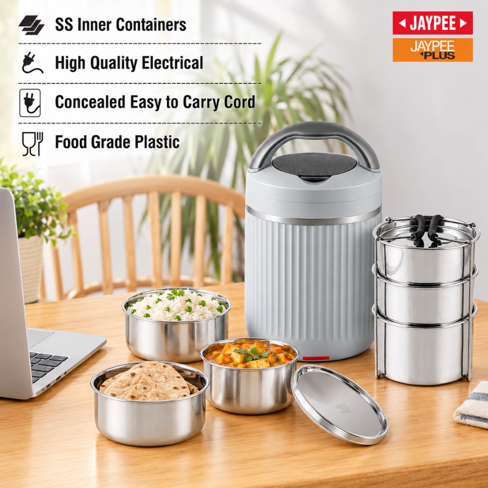 Jaypee Plus Heat Box Electric Lunch Box with 3 Stainless Steel containers - 4